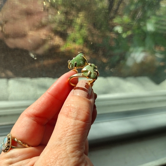 Vintage Sarah Coventry Twin Jades Ring - Picture 7 of 15